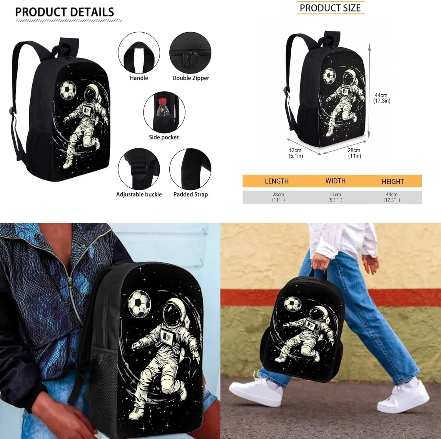 Astronaut Elementary School Backpack for Boys with Lunchbox and Pencil Case 4 Pcs Cool Backpacks for Boys Kids Bookbags with Padded Straps School Bag for Students Hiking Daypacks