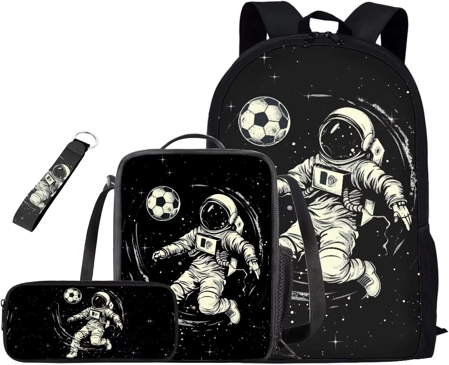 Astronaut Elementary School Backpack for Boys with Lunchbox and Pencil Case 4 Pcs Cool Backpacks for Boys Kids Bookbags with Padded Straps School Bag for Students Hiking Daypacks