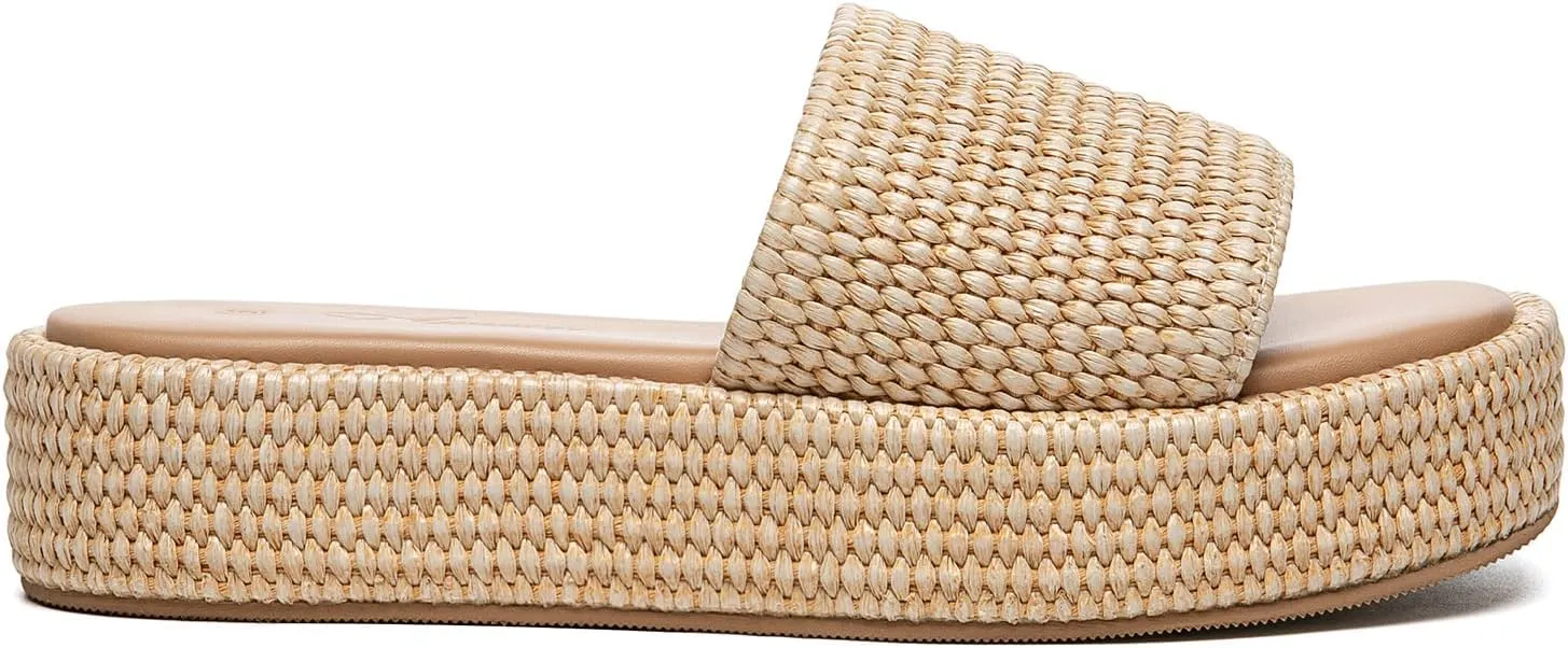 Athlefit Women's Slip On Platform Sandals Casual Bohemia Open Toe Summer Beach Flatform Slide Sandals