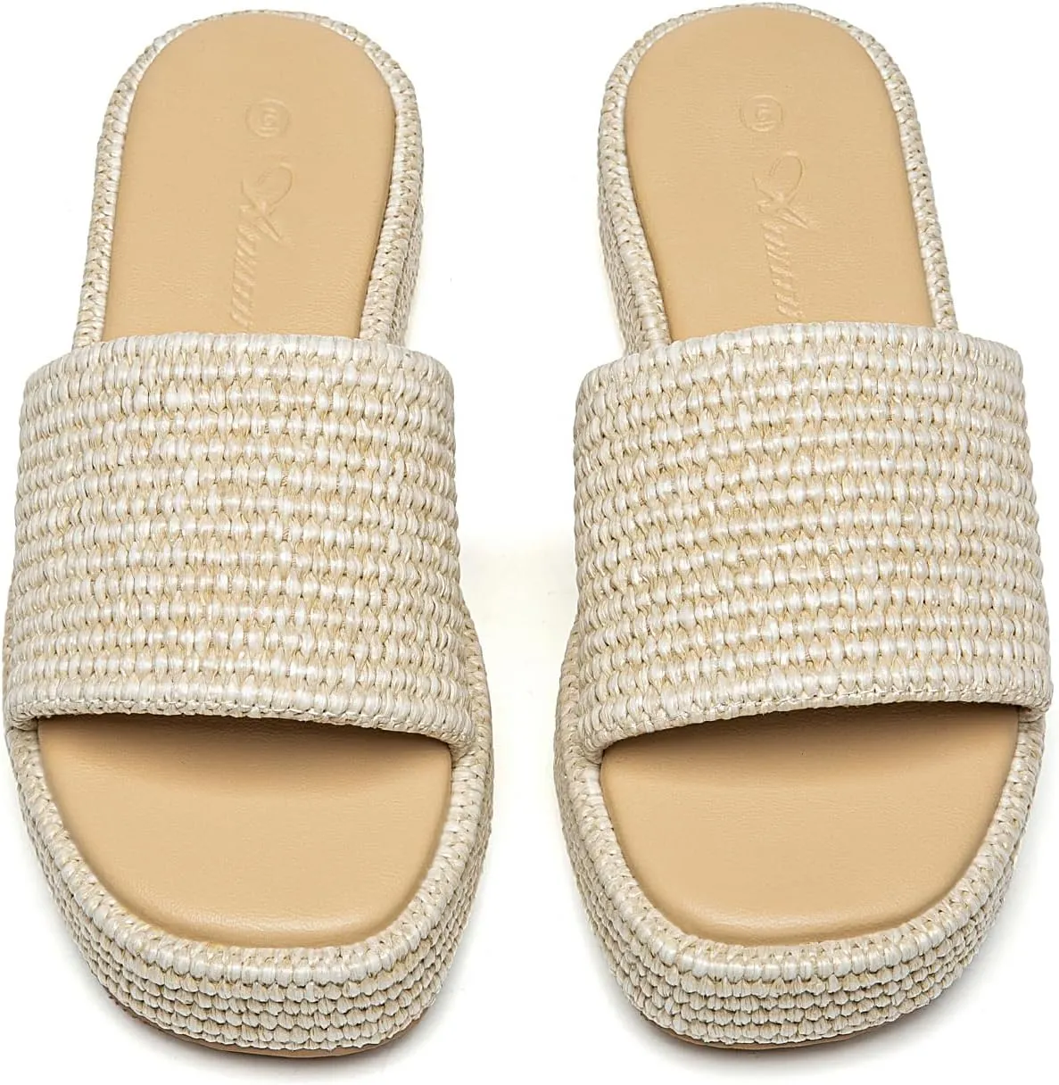Athlefit Women's Slip On Platform Sandals Casual Bohemia Open Toe Summer Beach Flatform Slide Sandals