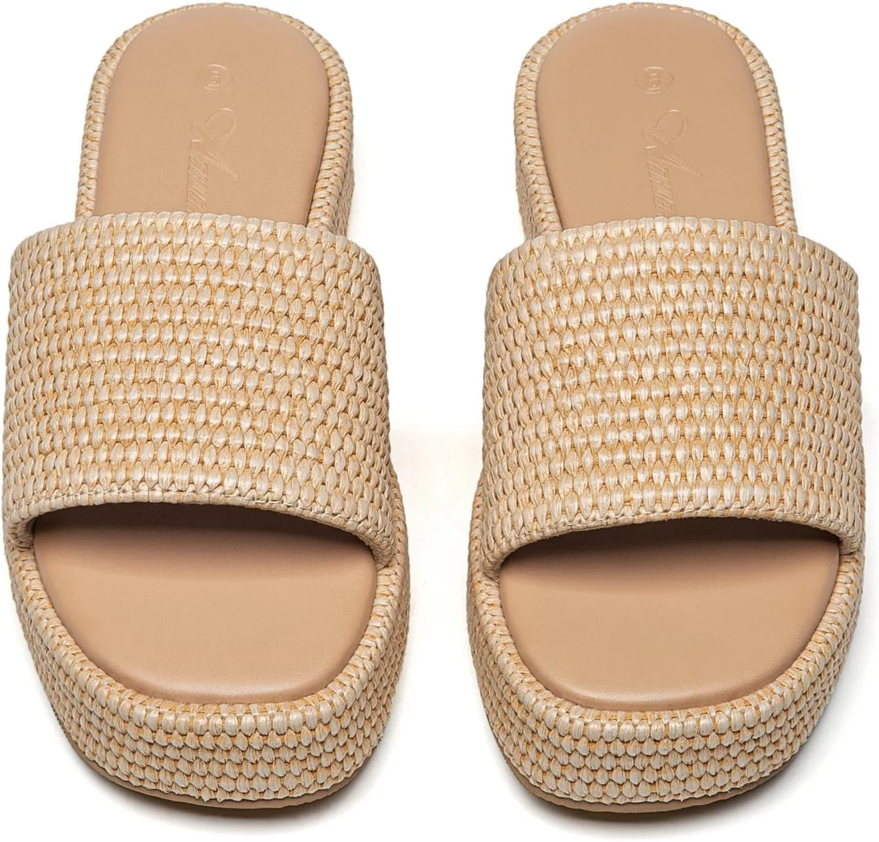 Athlefit Women's Slip On Platform Sandals Casual Bohemia Open Toe Summer Beach Flatform Slide Sandals