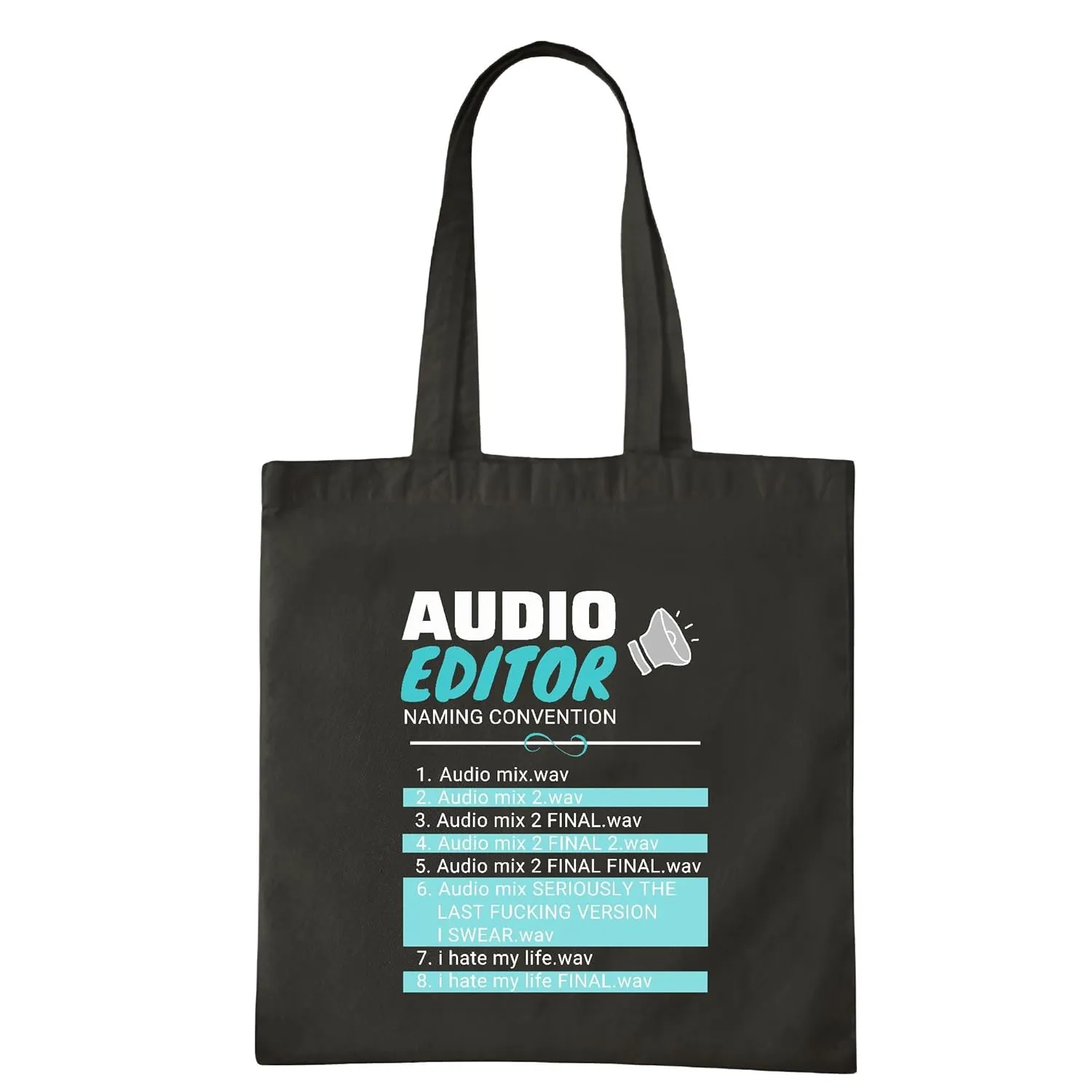 Audio Editor Conventions for Music Producers and DJs Navy Black Multicolor Canvas Tote Bag