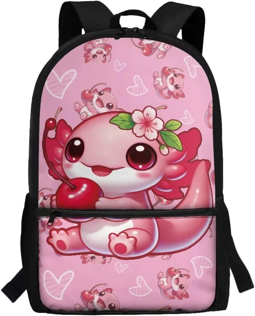 Axolotl Backpack for Girls 8-12 Kids School Bag 17 Inch Backpacks for School Strawberry Large Bookbags Elementary School Hiking Camping Book Bag Daypacks