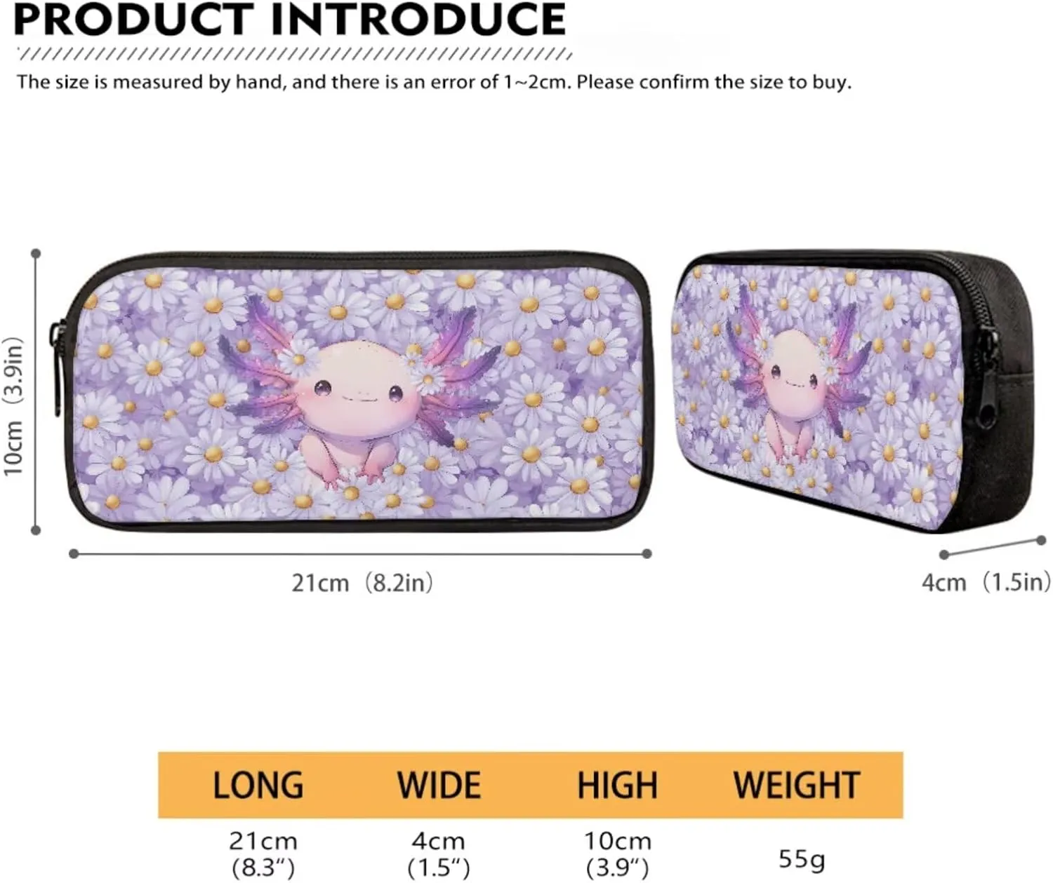 Axolotl Daisy Flower Print Kids School Backpack 4 In 1 Bookbag Set with Lunch Box Pencil Case and Water Bottle Holder Travel Laptop Backpack Casual Daypacks for Girls Boys