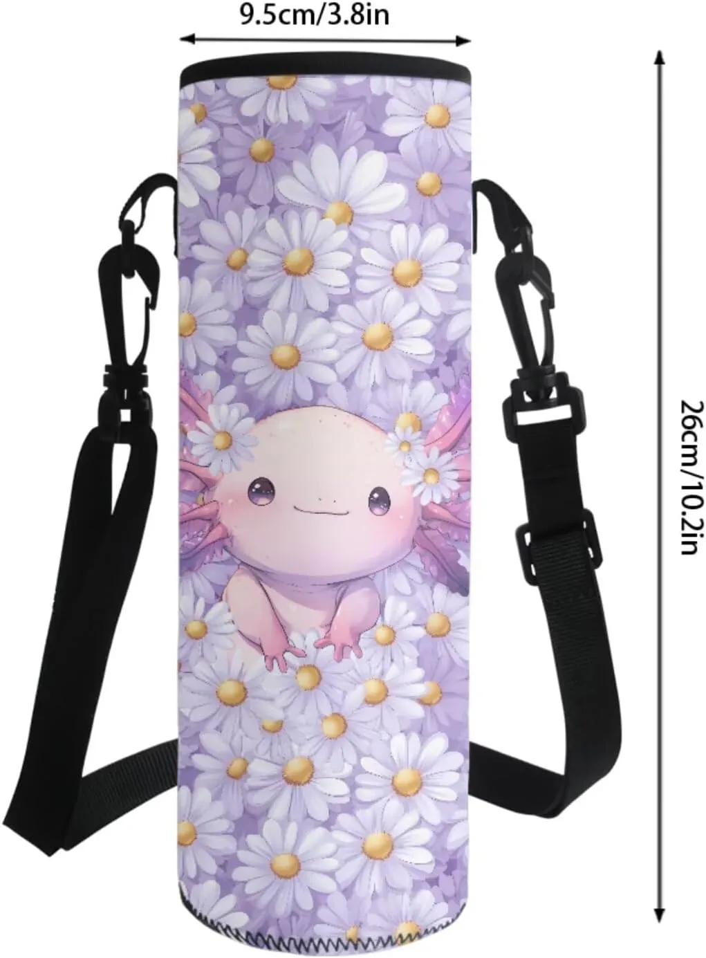 Axolotl Daisy Flower Print Kids School Backpack 4 In 1 Bookbag Set with Lunch Box Pencil Case and Water Bottle Holder Travel Laptop Backpack Casual Daypacks for Girls Boys