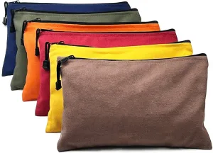 AYWEDIY 6 Pcs Canvas Tool Bags, 12.2''x 7.6'' Multipurpose Canvas Tool Pouch with Dependable Durable Zippers, Heavy Duty Small Tool Bag for Men,6 Colors ﻿