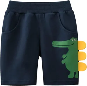Baby Boys Elastic Waist Dinosaur Cotton Shorts Toddler Kids Summer Casual Pants Cute Shorts Jogging Pants Sweat Trousers