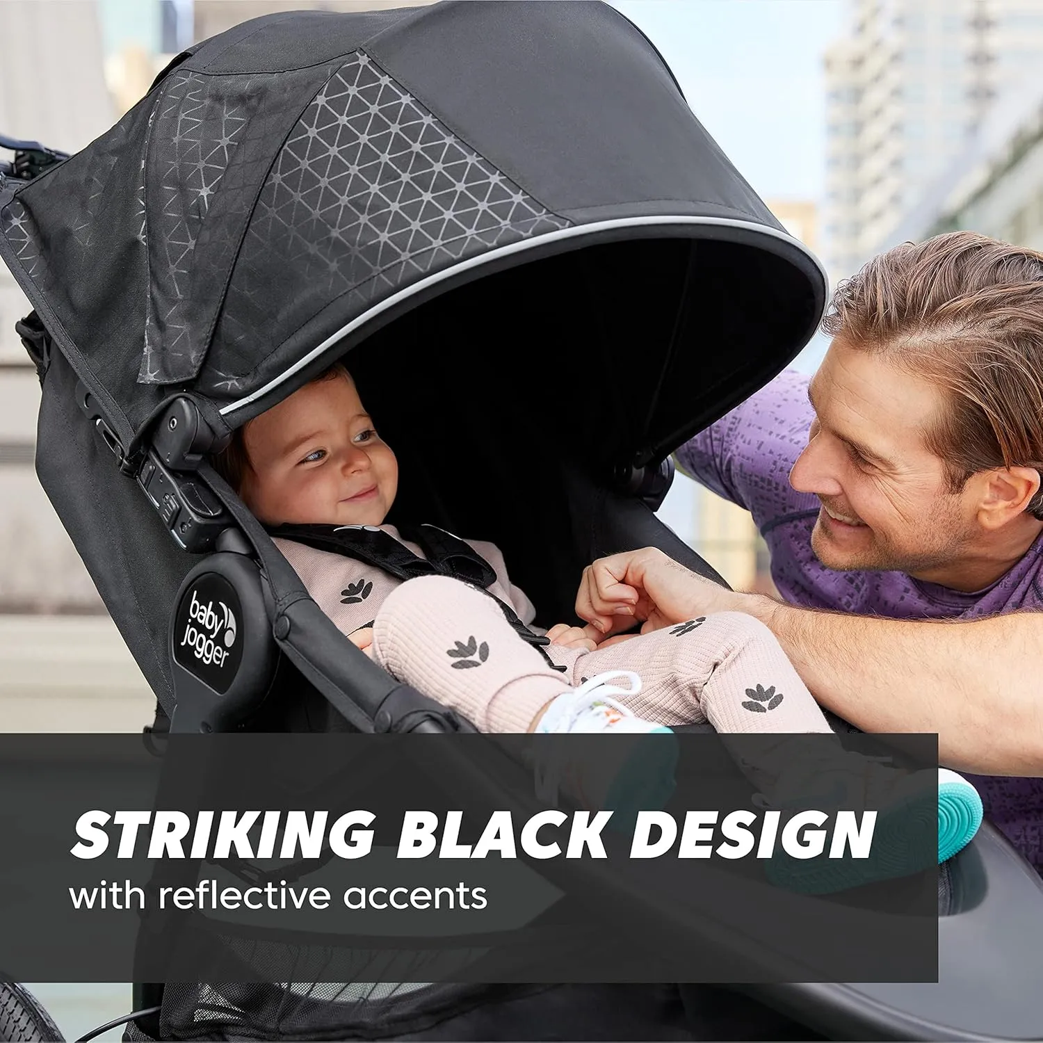 Baby Jogger Summit X3 3-Wheel Jogging Stroller with Hand Brake, One-Hand Compact Fold & All-Wheel Suspension, Midnight Black