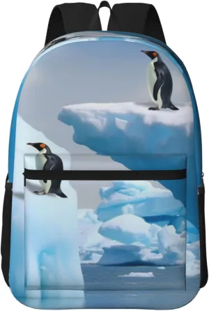 Backpack 17 In Travel Backpack for Men Women Casual Daypack Penguins On The Iceberg Laptop Backpack Lightweight Double Shoulder Bag