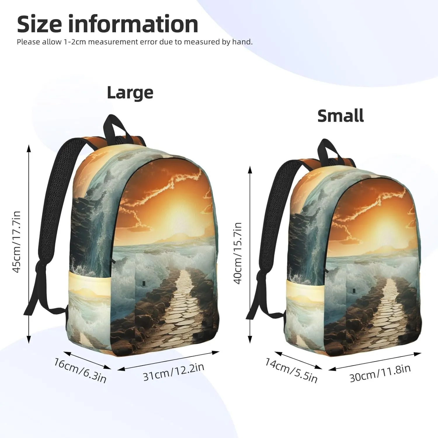 Backpack for Men Women 15.7-17.7 Inch Laptop Backpack Divided Sea Pathway Daypack Laptop Bag for Travel