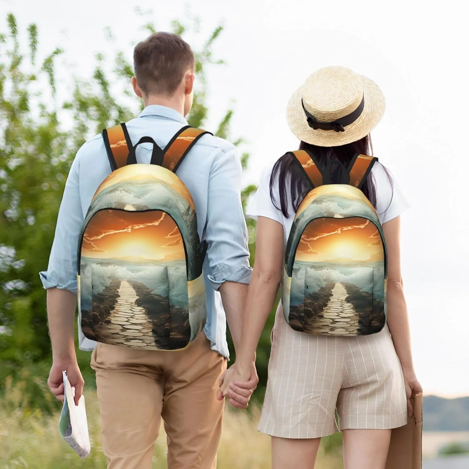 Backpack for Men Women 15.7-17.7 Inch Laptop Backpack Divided Sea Pathway Daypack Laptop Bag for Travel