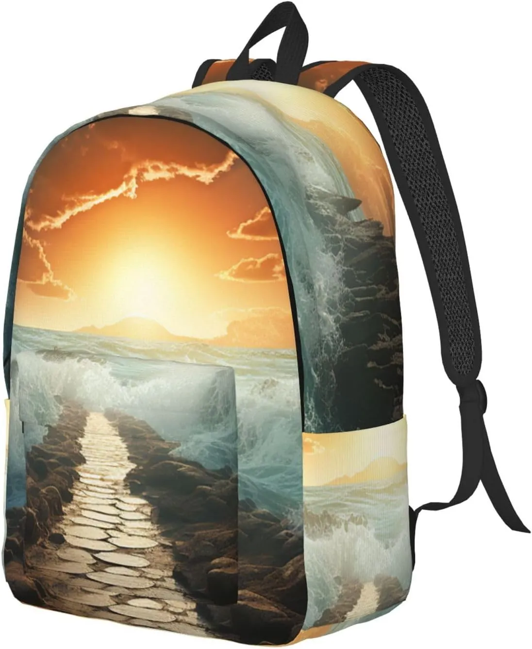 Backpack for Men Women 15.7-17.7 Inch Laptop Backpack Divided Sea Pathway Daypack Laptop Bag for Travel