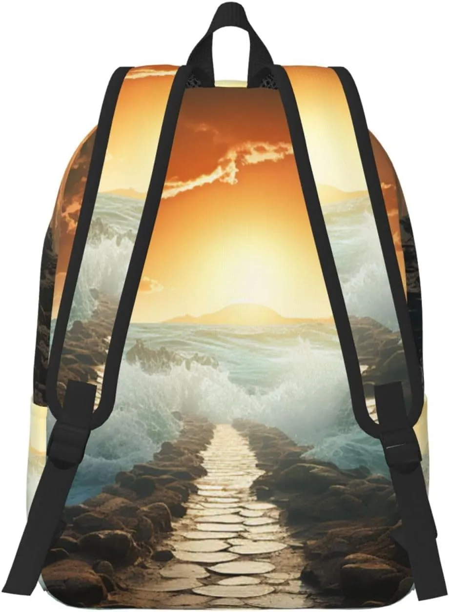 Backpack for Men Women 15.7-17.7 Inch Laptop Backpack Divided Sea Pathway Daypack Laptop Bag for Travel