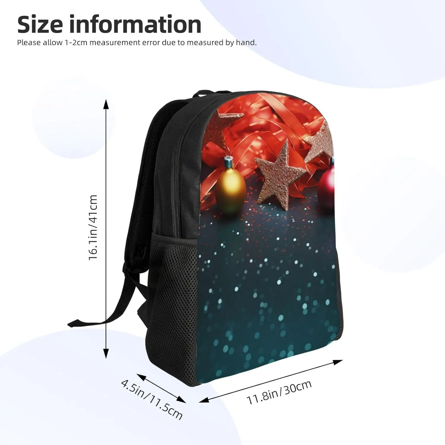 Backpack for Men Women 16.1 Inch Laptop Backpack Christmas lights background Daypack Laptop Bag for Travel