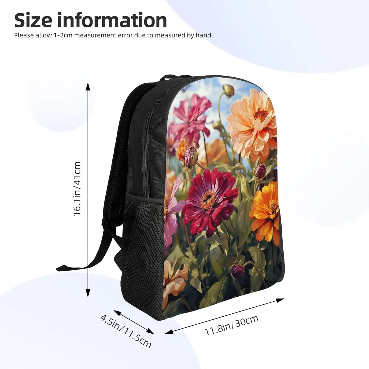 Backpack for Men Women 16.1 Inch Laptop Backpack Colorful Spring Summer Flower Daypack Laptop Bag for Travel