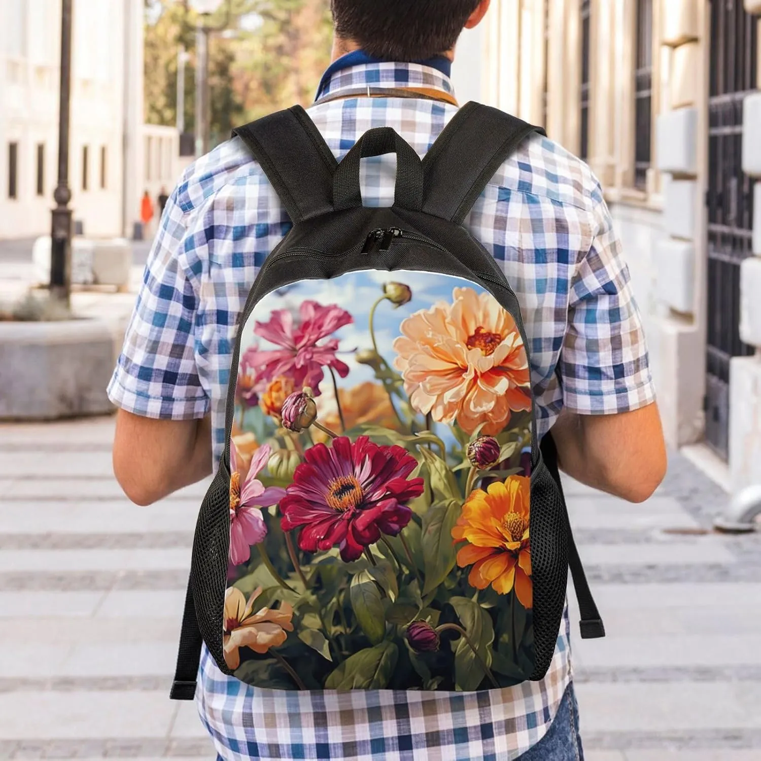 Backpack for Men Women 16.1 Inch Laptop Backpack Colorful Spring Summer Flower Daypack Laptop Bag for Travel