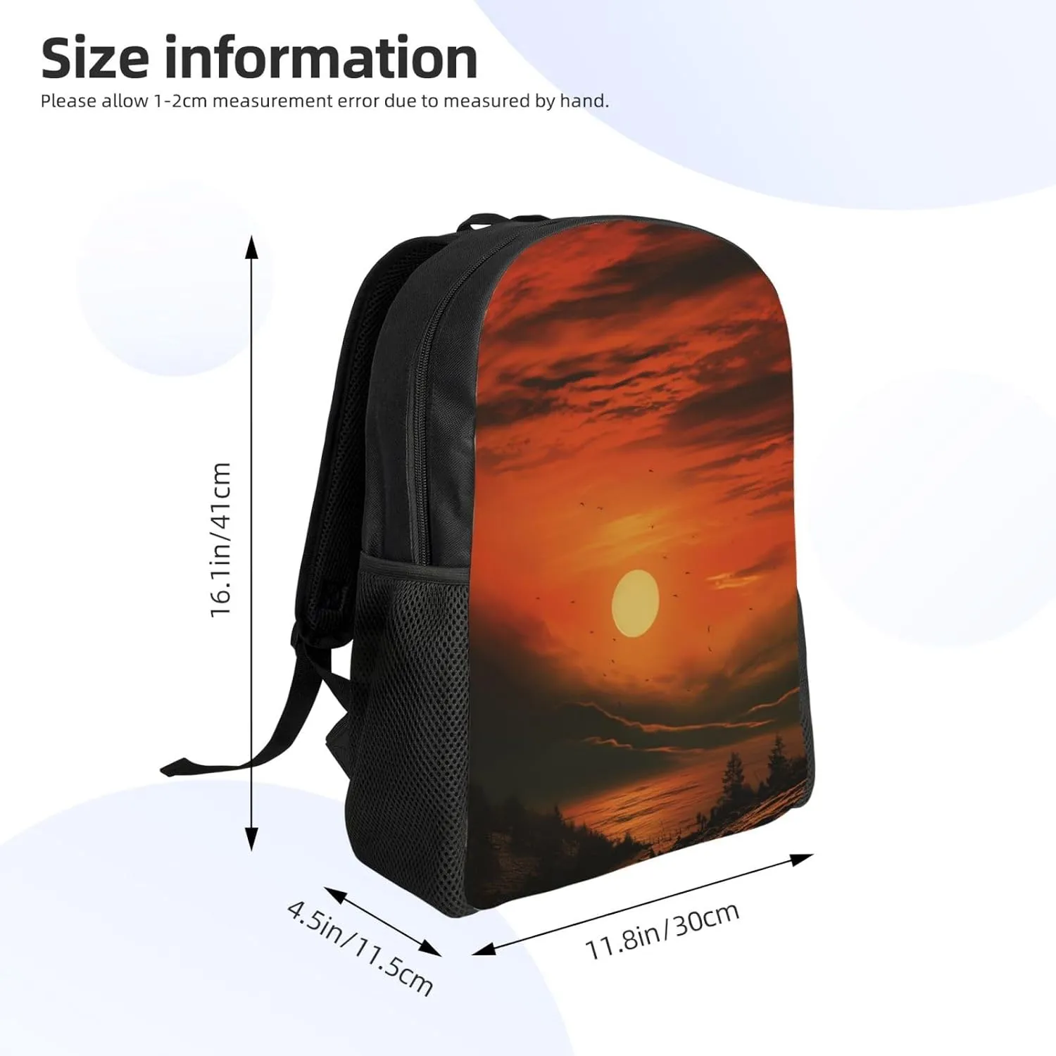 Backpack for Men Women 16.1 Inch Laptop Backpack Morning red sky Daypack Laptop Bag for Travel