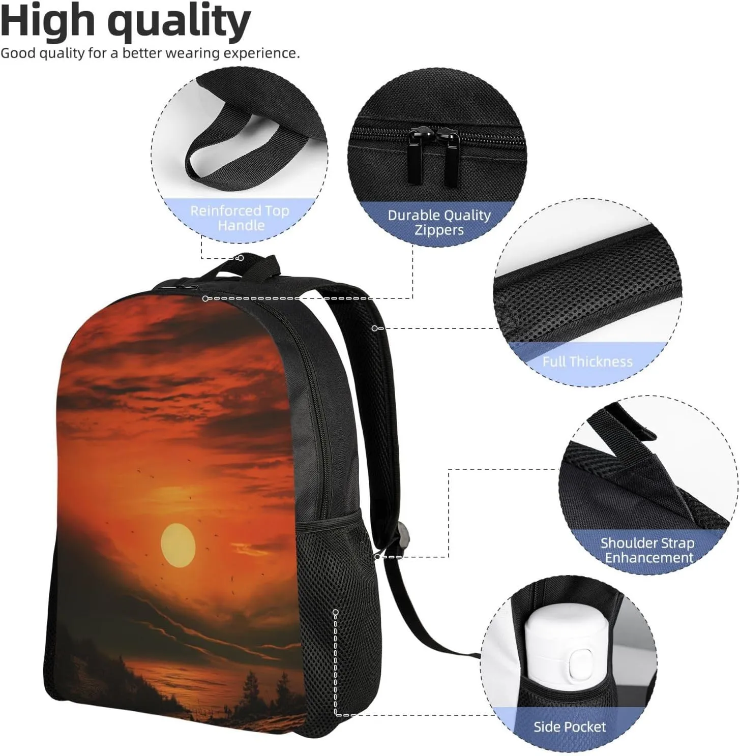 Backpack for Men Women 16.1 Inch Laptop Backpack Morning red sky Daypack Laptop Bag for Travel