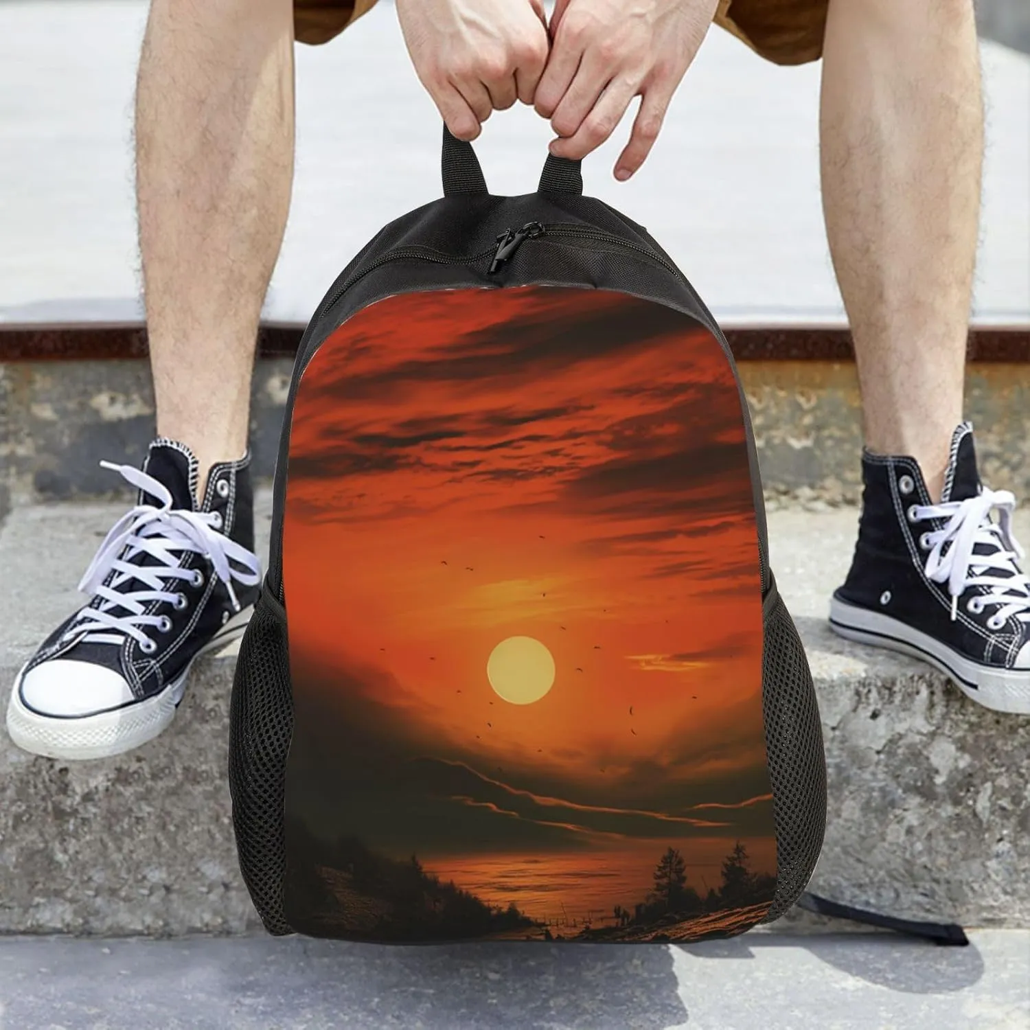 Backpack for Men Women 16.1 Inch Laptop Backpack Morning red sky Daypack Laptop Bag for Travel