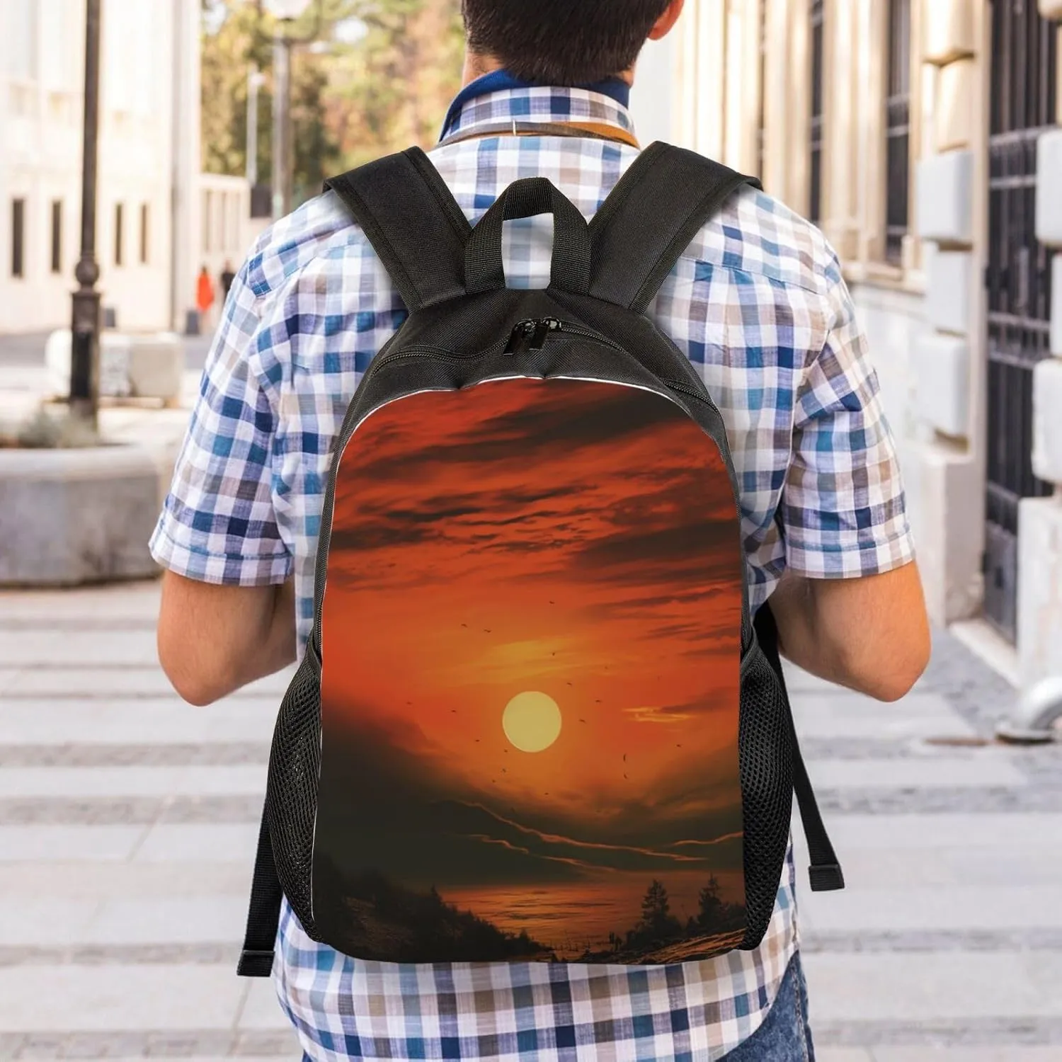 Backpack for Men Women 16.1 Inch Laptop Backpack Morning red sky Daypack Laptop Bag for Travel