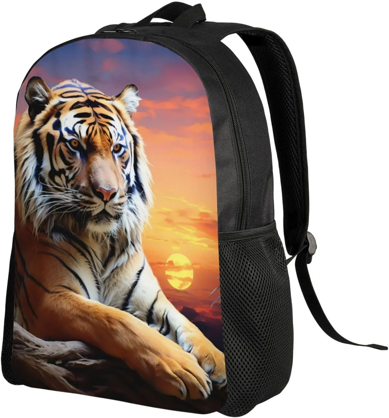 Backpack for Men Women 16.1 Inch Laptop Backpack Tiger Colorful Sunset Daypack Laptop Bag for Travel