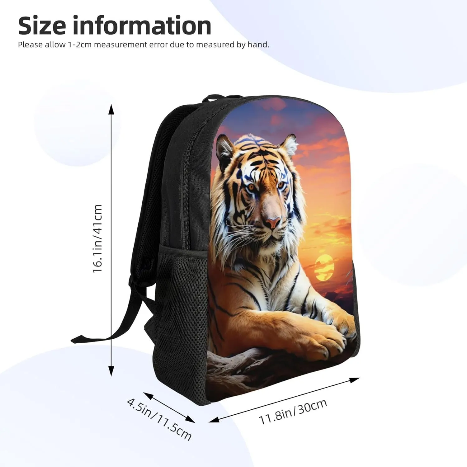 Backpack for Men Women 16.1 Inch Laptop Backpack Tiger Colorful Sunset Daypack Laptop Bag for Travel