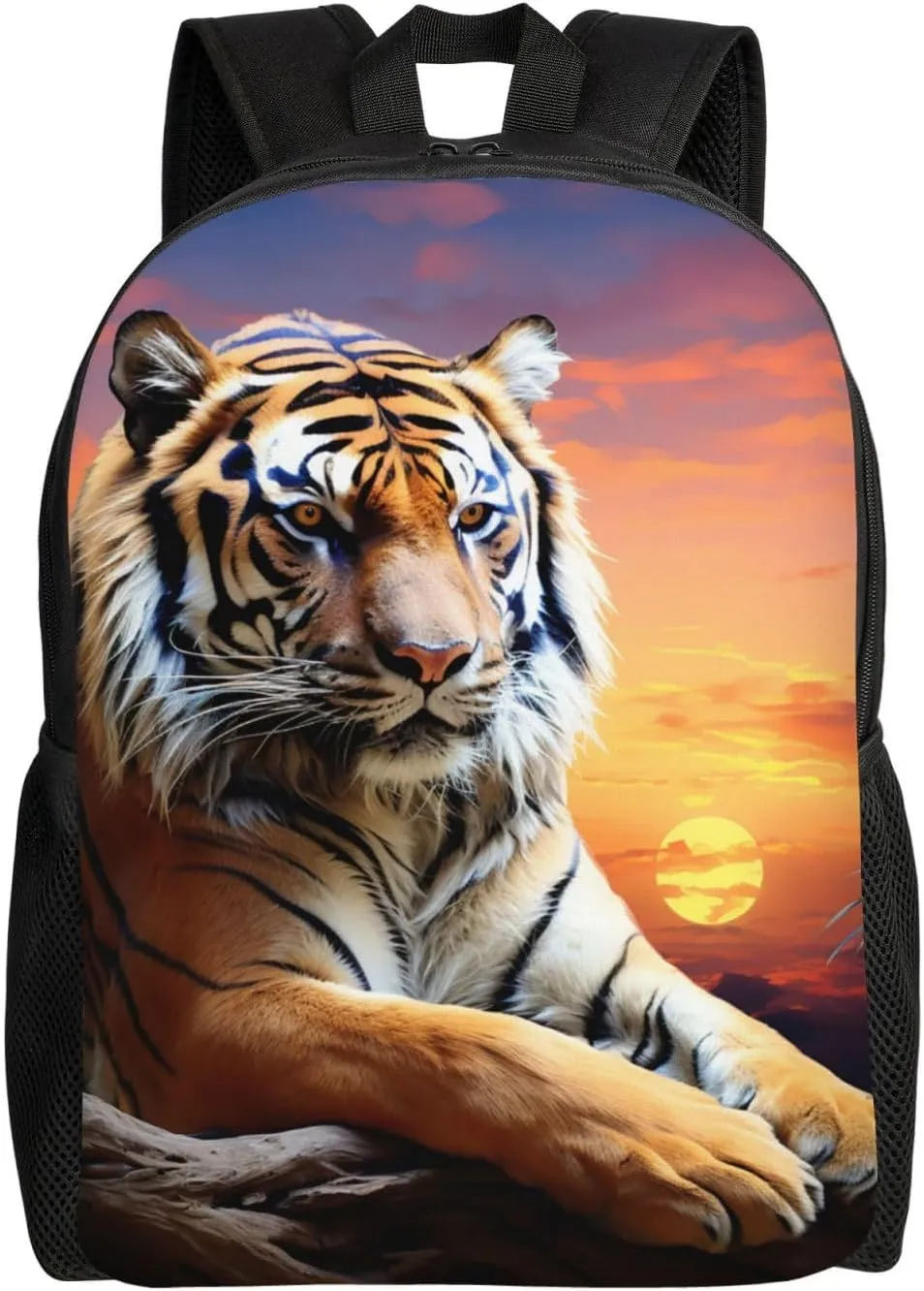 Backpack for Men Women 16.1 Inch Laptop Backpack Tiger Colorful Sunset Daypack Laptop Bag for Travel