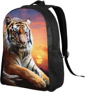 Backpack for Men Women 16.1 Inch Laptop Backpack Tiger Colorful Sunset Daypack Laptop Bag for Travel