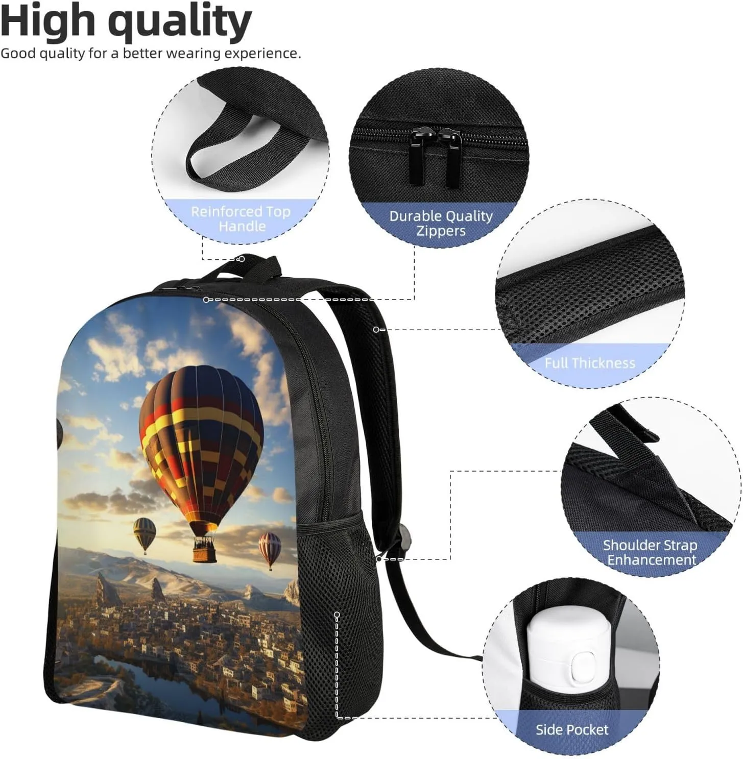 Backpack for Men Women 16.1 Inch Laptop Backpack Tour of The Balloon Daypack Laptop Bag for Travel
