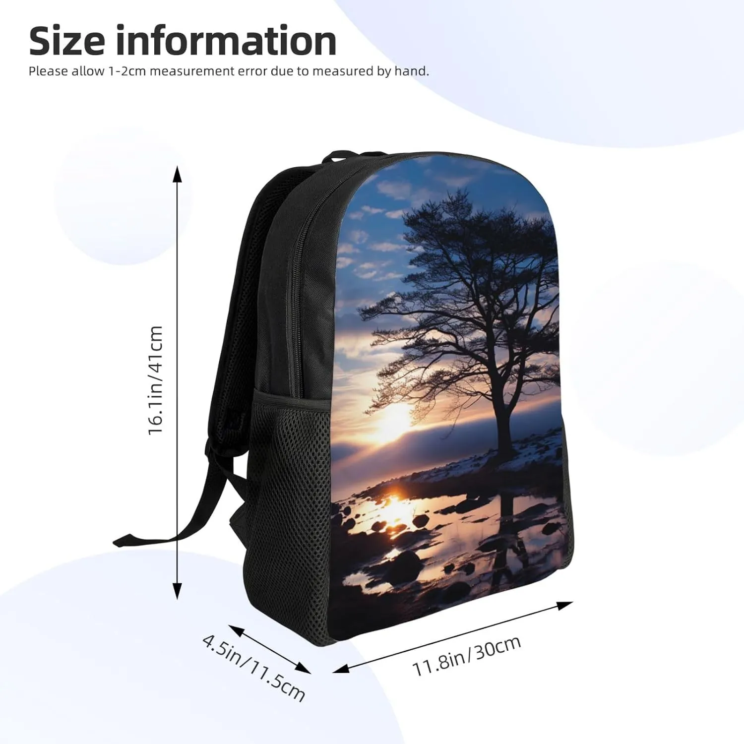 Backpack for Men Women 16.1 Inch Laptop Backpack Tree branch silhouette at dusk Daypack Laptop Bag for Travel