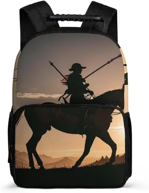 Backpack for Men Women Daypack Horseback Riding Silhouette with Spear Carry-on Bag 16 In Laptop Backpack Lightweight Travel Bag