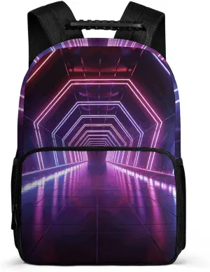 Backpack for Men Women Daypack Neon Lights Tunnel Carry-on Bag 16 In Laptop Backpack Lightweight Travel Bag