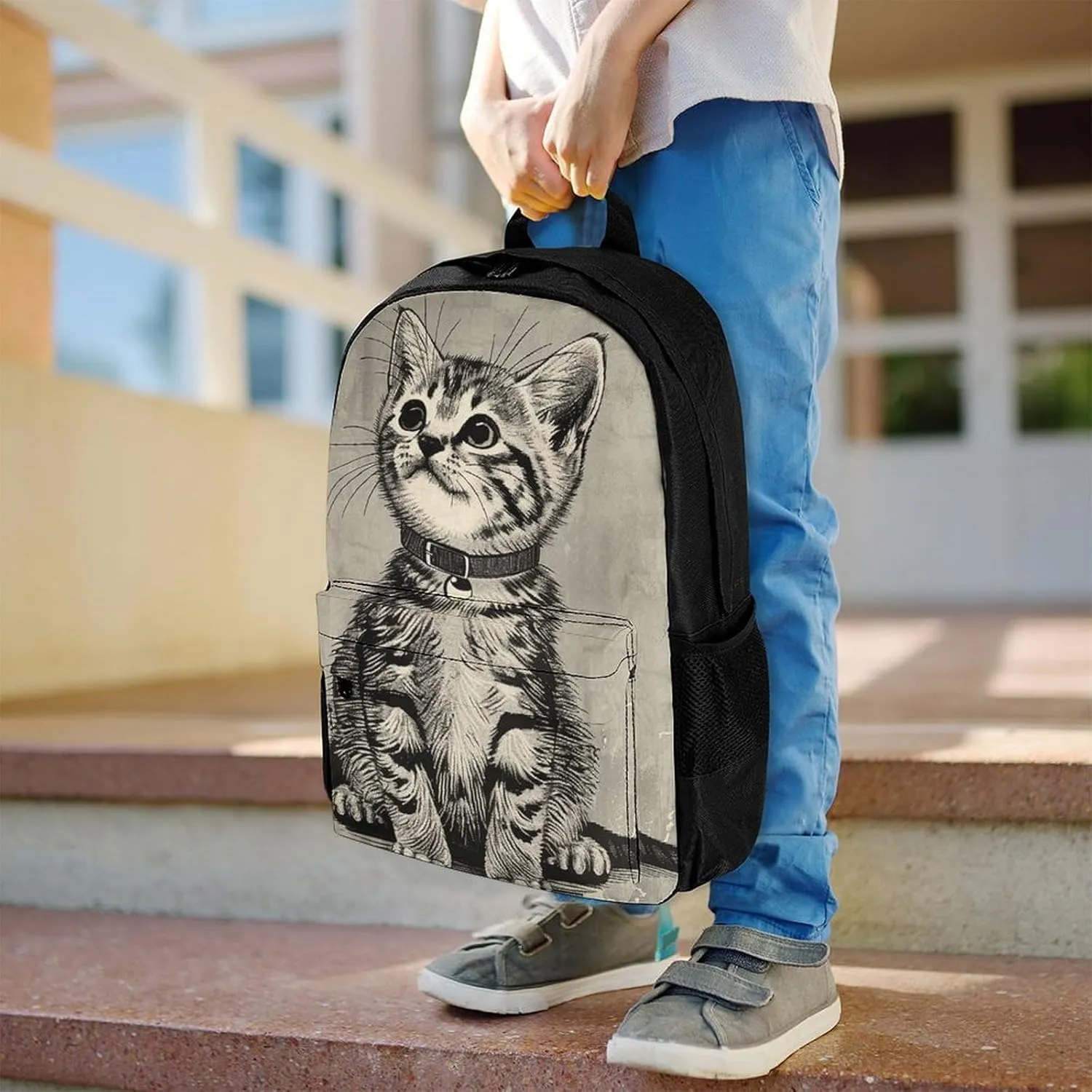 Backpack for Men Women Laptop Backpack Art Style Cat Casual Daypack Laptop Bag for Travel