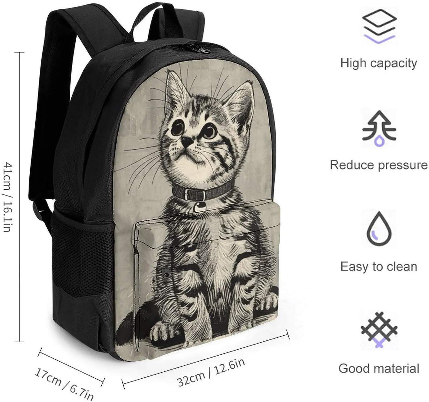 Backpack for Men Women Laptop Backpack Art Style Cat Casual Daypack Laptop Bag for Travel