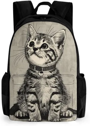 Backpack for Men Women Laptop Backpack Art Style Cat Casual Daypack Laptop Bag for Travel