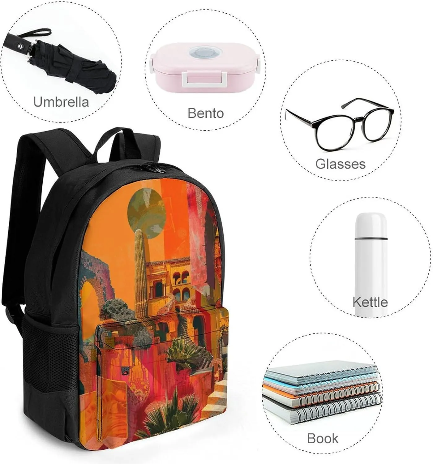 Backpack for Men Women Laptop Backpack Artistic Color Collage Casual Daypack Laptop Bag for Travel