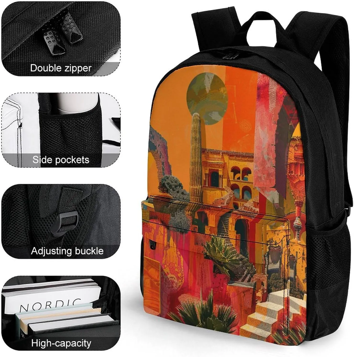 Backpack for Men Women Laptop Backpack Artistic Color Collage Casual Daypack Laptop Bag for Travel