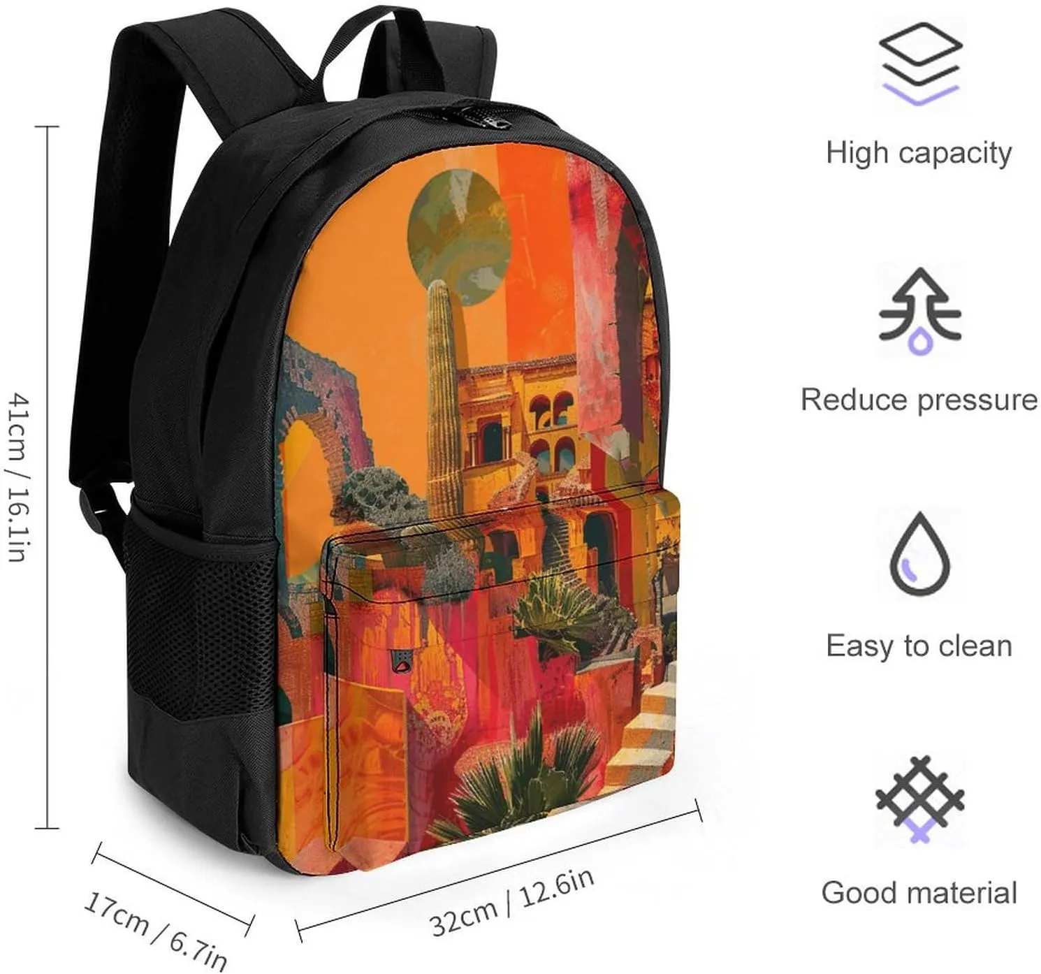 Backpack for Men Women Laptop Backpack Artistic Color Collage Casual Daypack Laptop Bag for Travel