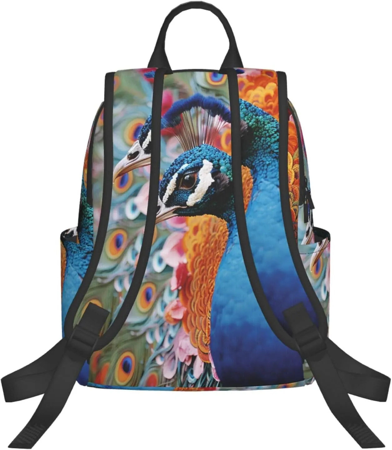 Backpack for Men Women Laptop Backpack Black and white design pattern Daypack Laptop Bag for Travel, Bird Peacock, One Size