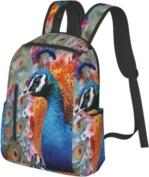 Backpack for Men Women Laptop Backpack Black and white design pattern Daypack Laptop Bag for Travel, Bird Peacock, One Size