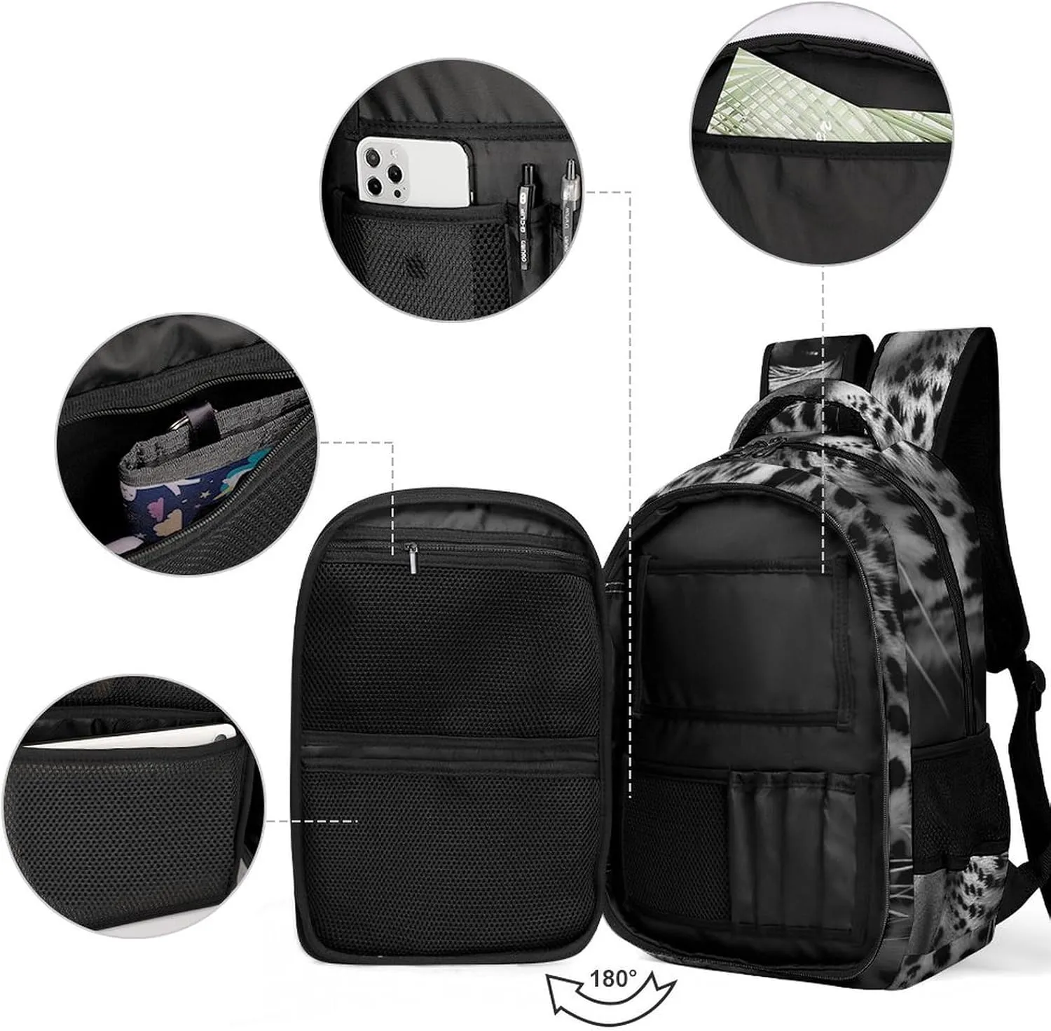 Backpack for Men Women Laptop Backpack Black And White Pattern Casual Daypack Laptop Bag for Travel