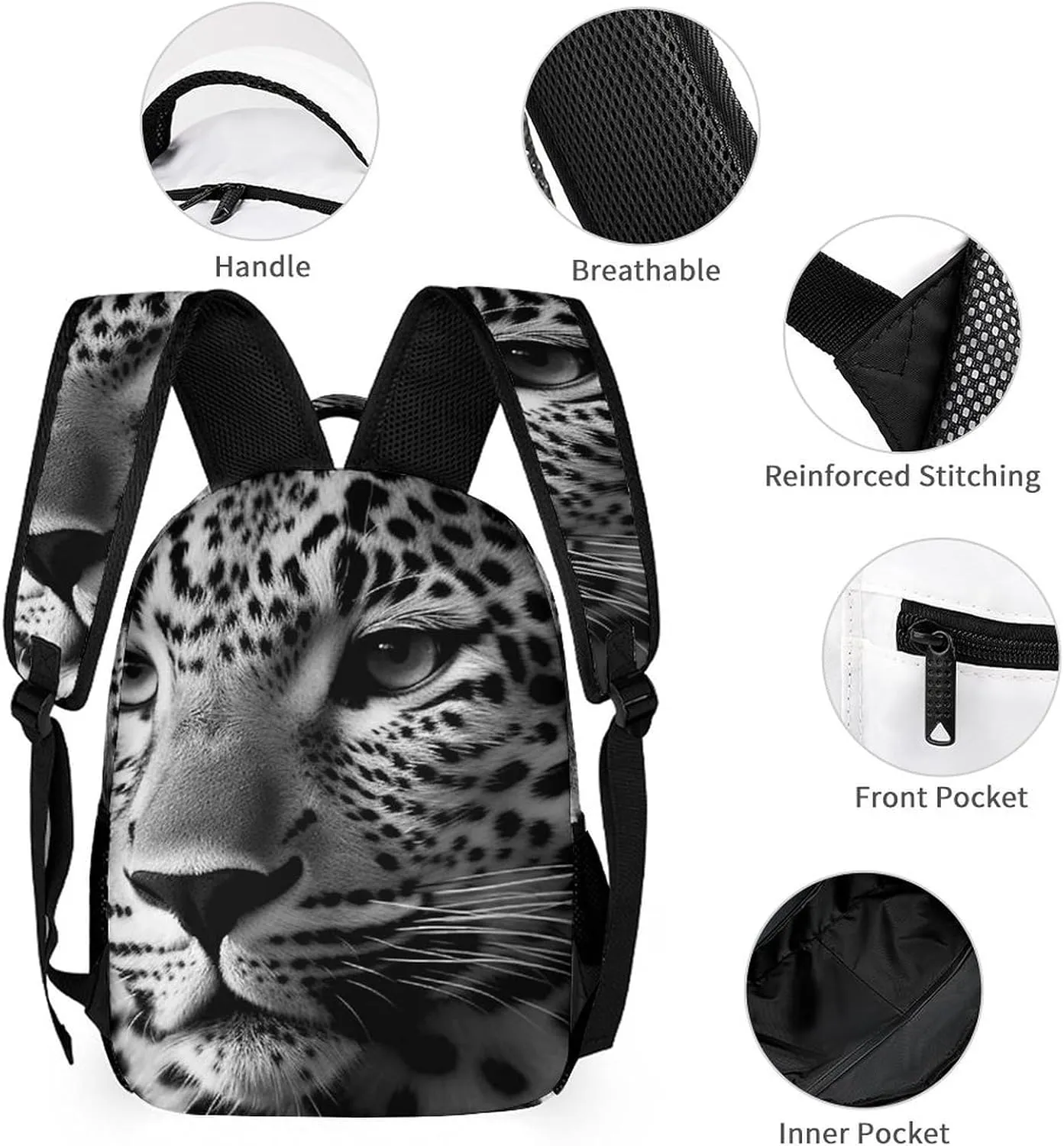 Backpack for Men Women Laptop Backpack Black And White Pattern Casual Daypack Laptop Bag for Travel