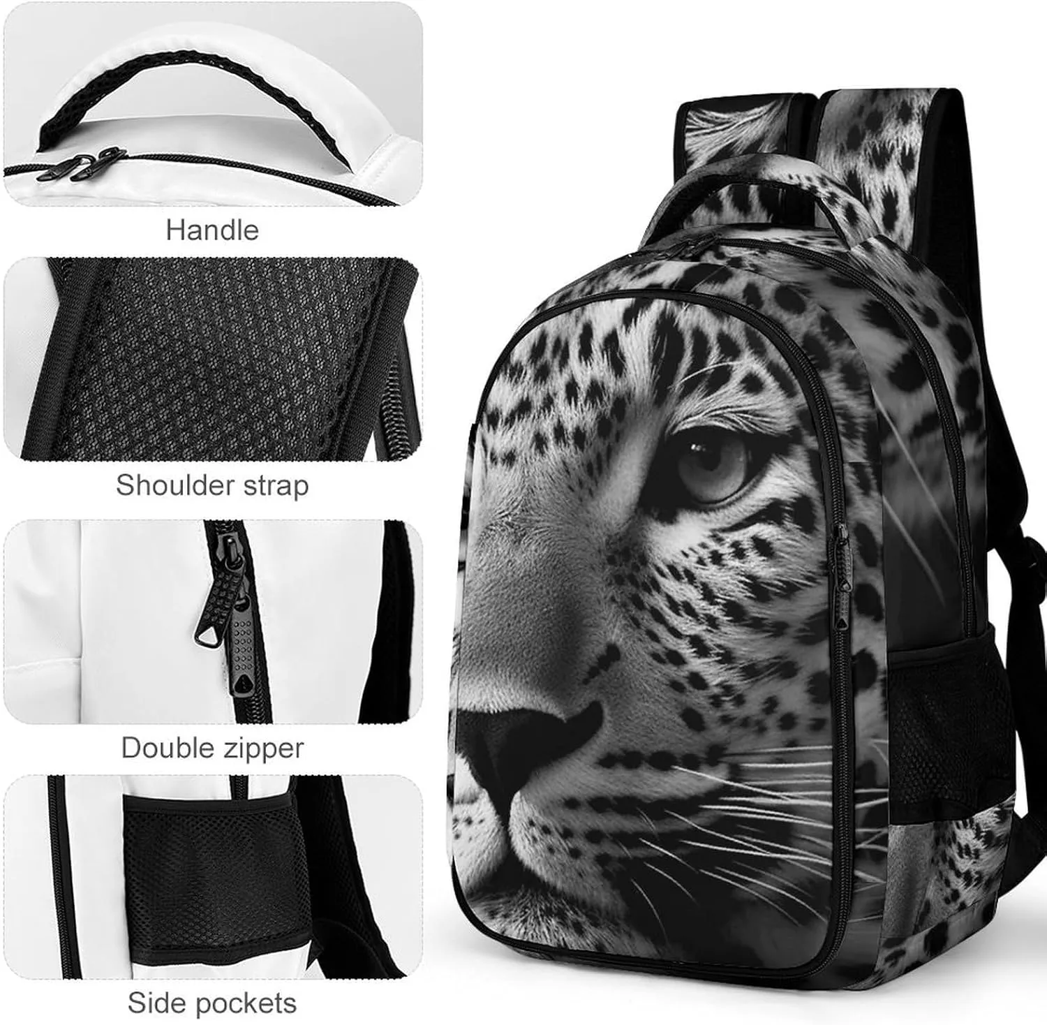 Backpack for Men Women Laptop Backpack Black And White Pattern Casual Daypack Laptop Bag for Travel