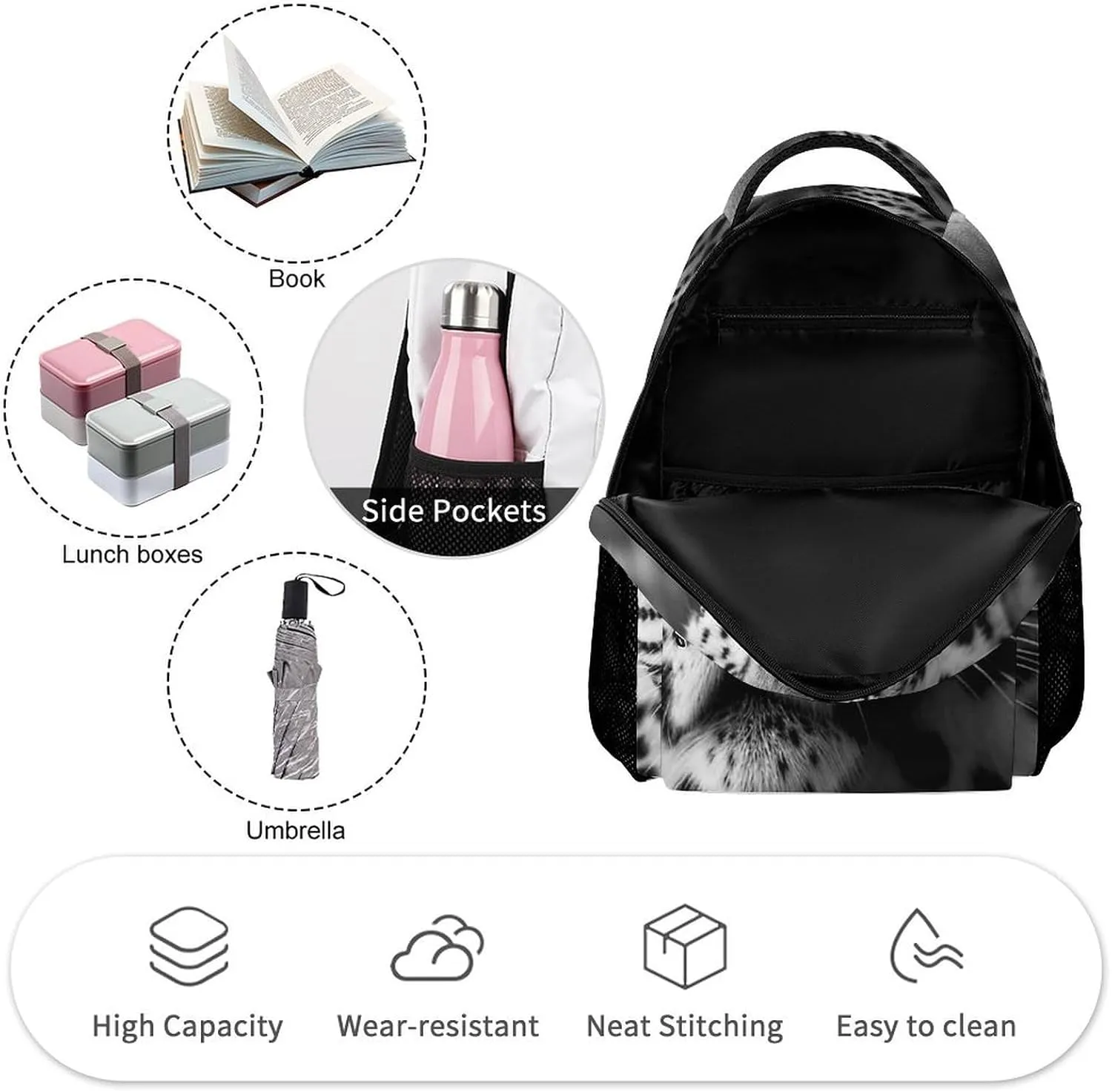 Backpack for Men Women Laptop Backpack Black And White Pattern Casual Daypack Laptop Bag for Travel