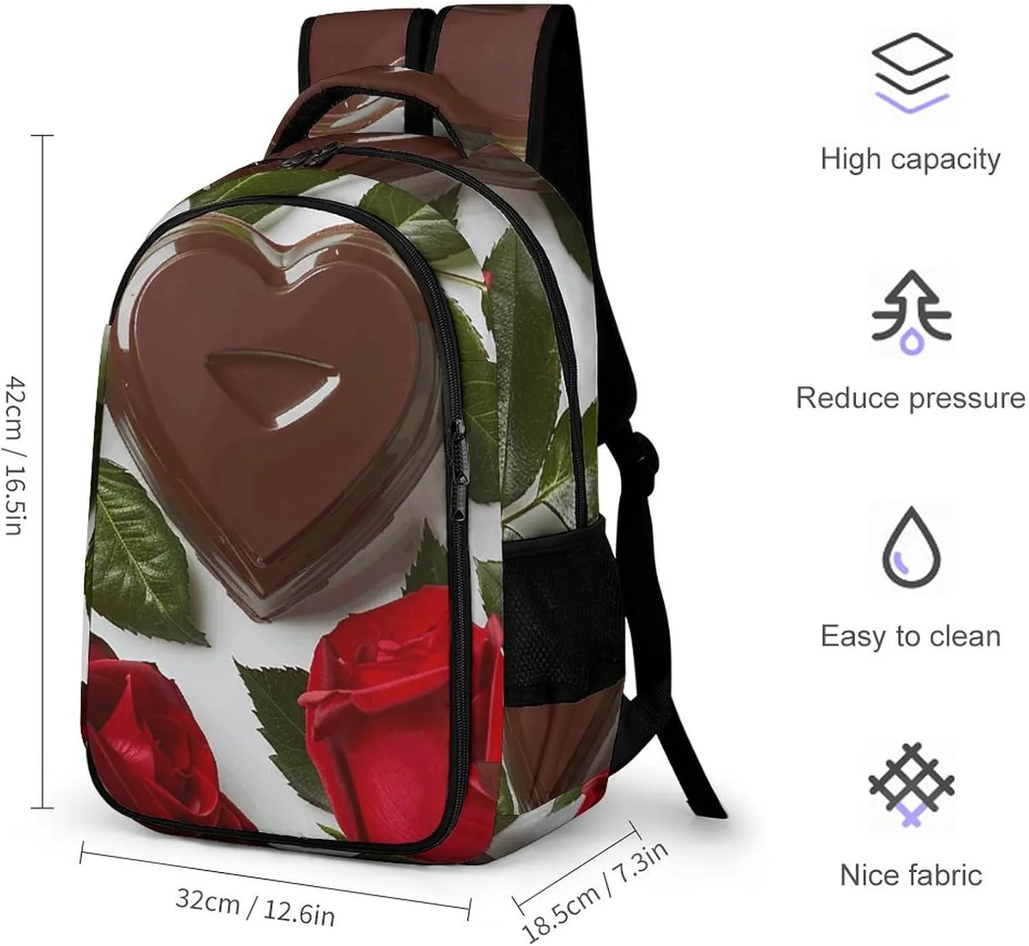 Backpack for Men Women Laptop Backpack Chocolate And Roses Casual Daypack Laptop Bag for Travel