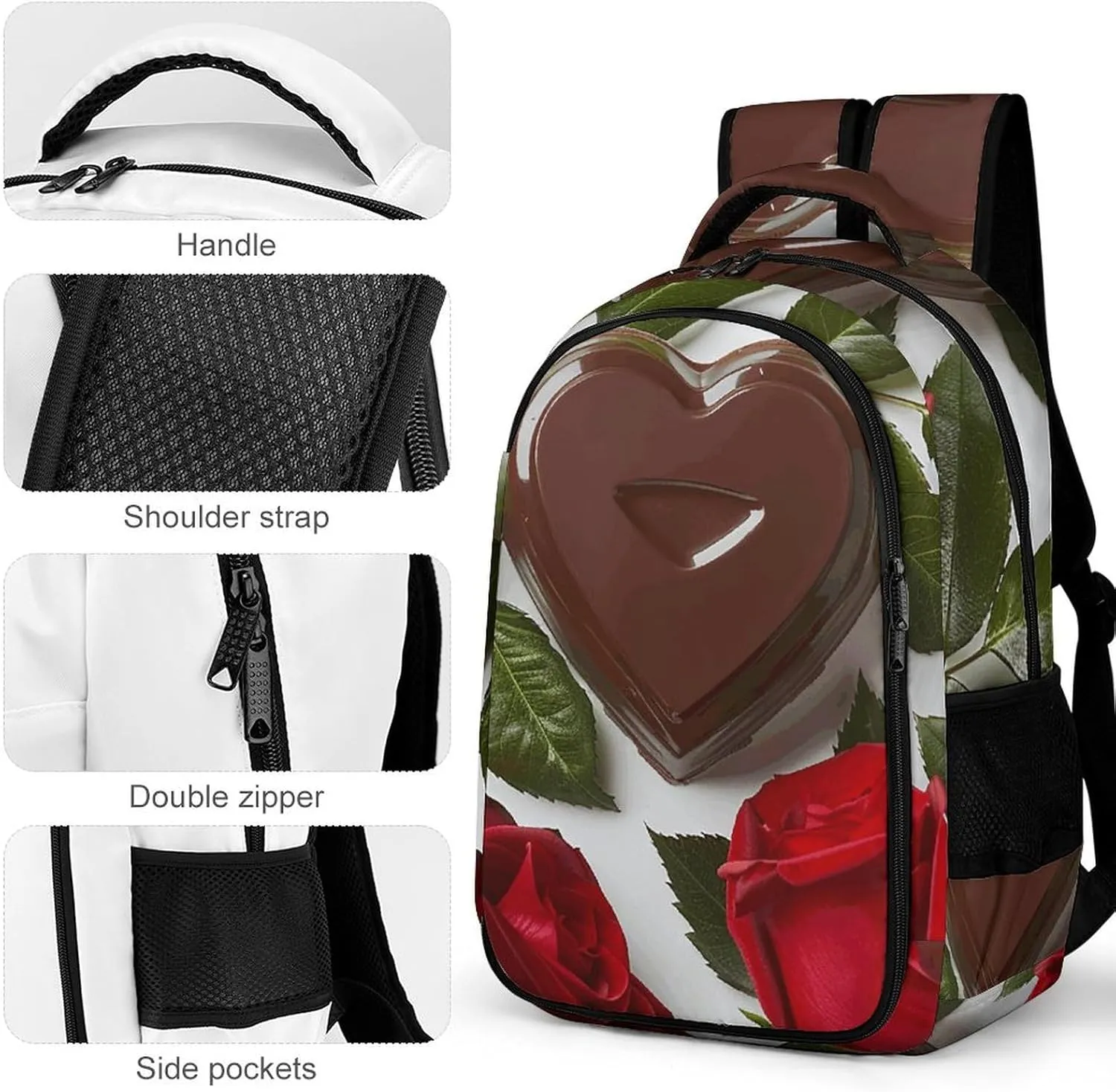 Backpack for Men Women Laptop Backpack Chocolate And Roses Casual Daypack Laptop Bag for Travel