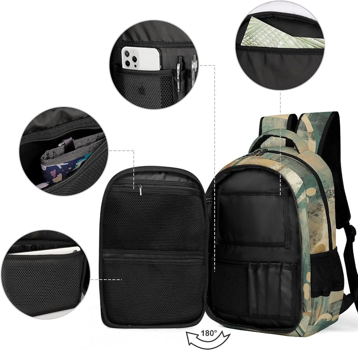 Backpack for Men Women Laptop Backpack Circles And Lines Casual Daypack Laptop Bag for Travel