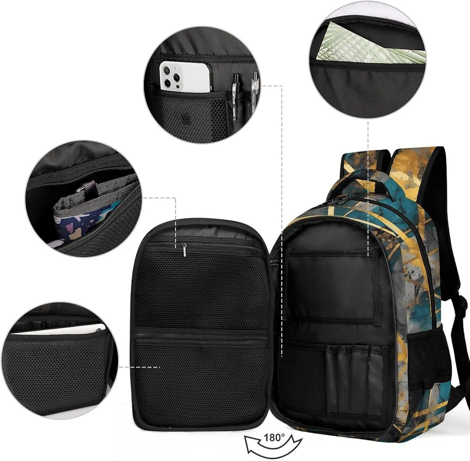 Backpack for Men Women Laptop Backpack Contemporary Art Pattern Casual Daypack Laptop Bag for Travel