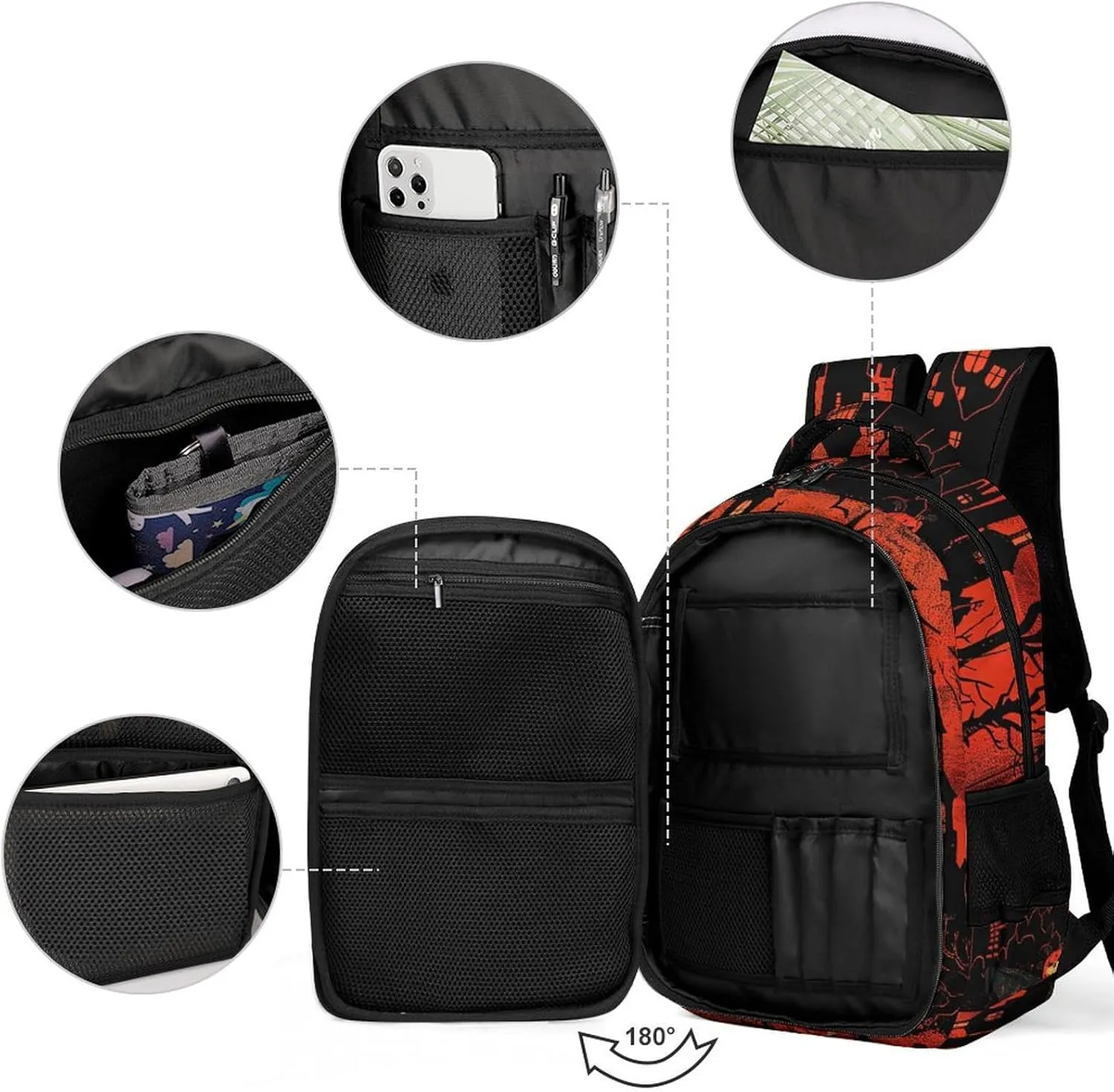 Backpack for Men Women Laptop Backpack Crimson Style Castle Casual Daypack Laptop Bag for Travel