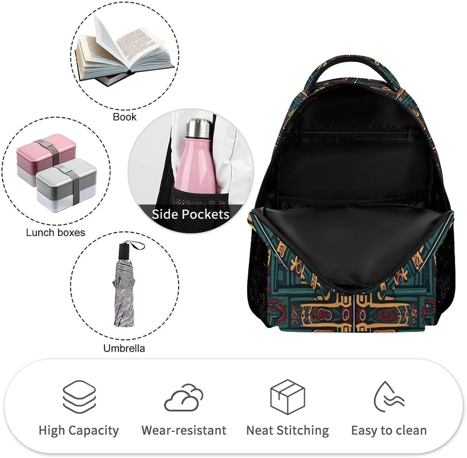 Backpack for Men Women Laptop Backpack Cyan And Red Casual Daypack Laptop Bag for Travel